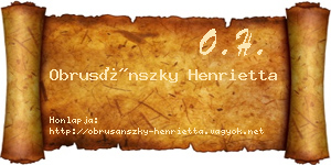 Obrusánszky Henrietta névjegykártya